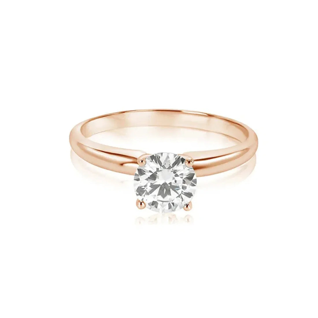 1.52ct lab-grown diamond solitaire ring in solid 14K rose gold, round brilliant cut, F-G color, SI1 clarity, size 7