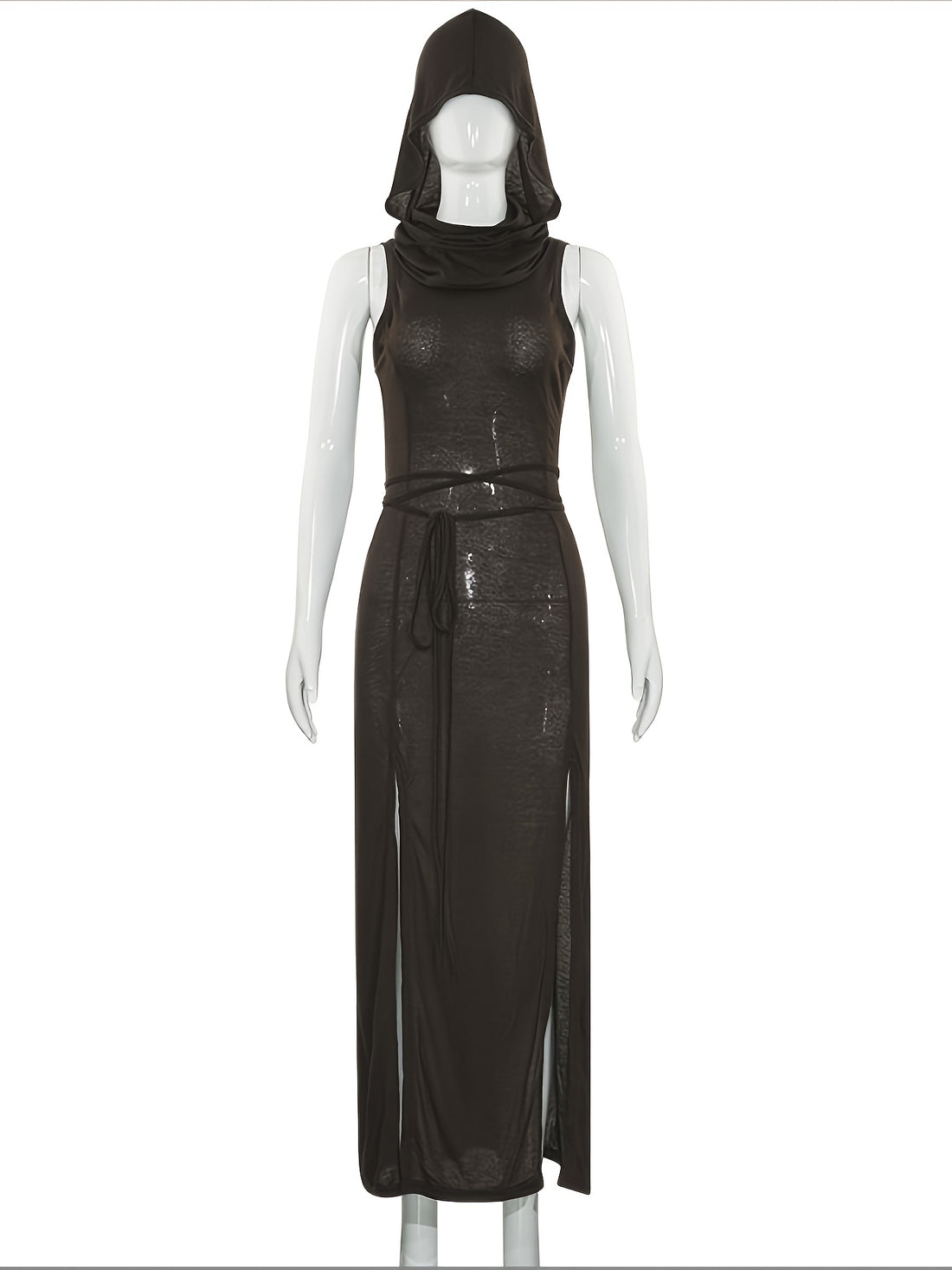 Robe sans manches à capuche style post-apocalyptique, Tunique mode Darkwear