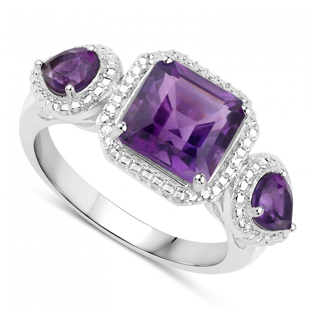 Élégante bague cocktail en améthyste de 2,80 CT • Argent sterling • Taille 9 • Neuve