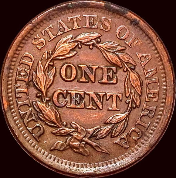 1851 Braided Hair Coronet Head Large Cent - Choice AU-58 Condition