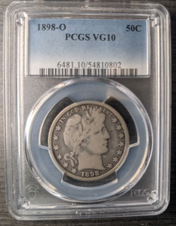 1898-O Demi-dollar Barber – PCGS VG10 – Atelier de la Nouvelle-Orléans