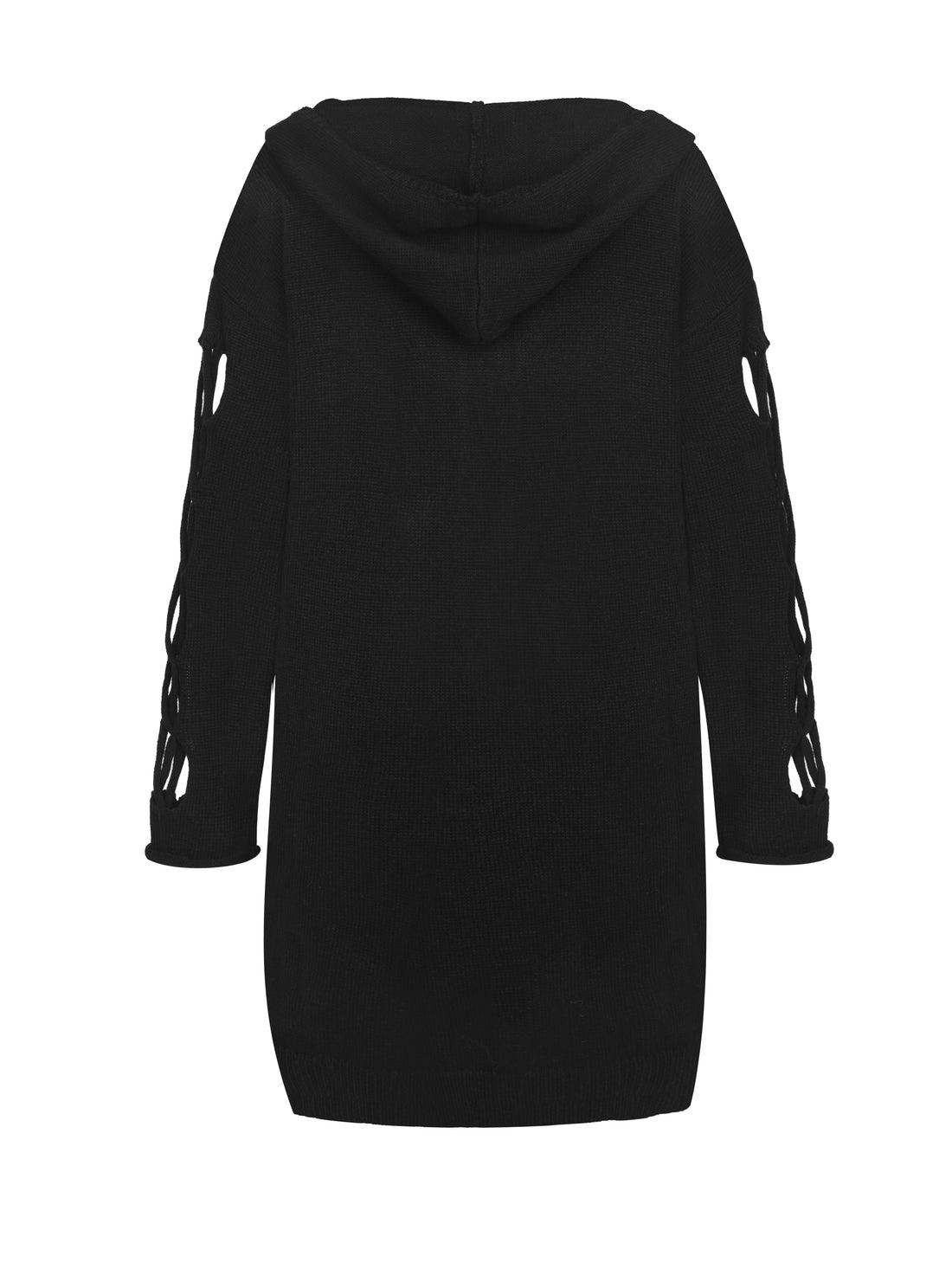 Gilet long à capuche avec découpes, coupe ouverte, style alternatif