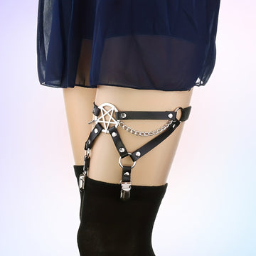 Darkwave fashion Black Pentagram Leg Garter Alternative Thigh Rings