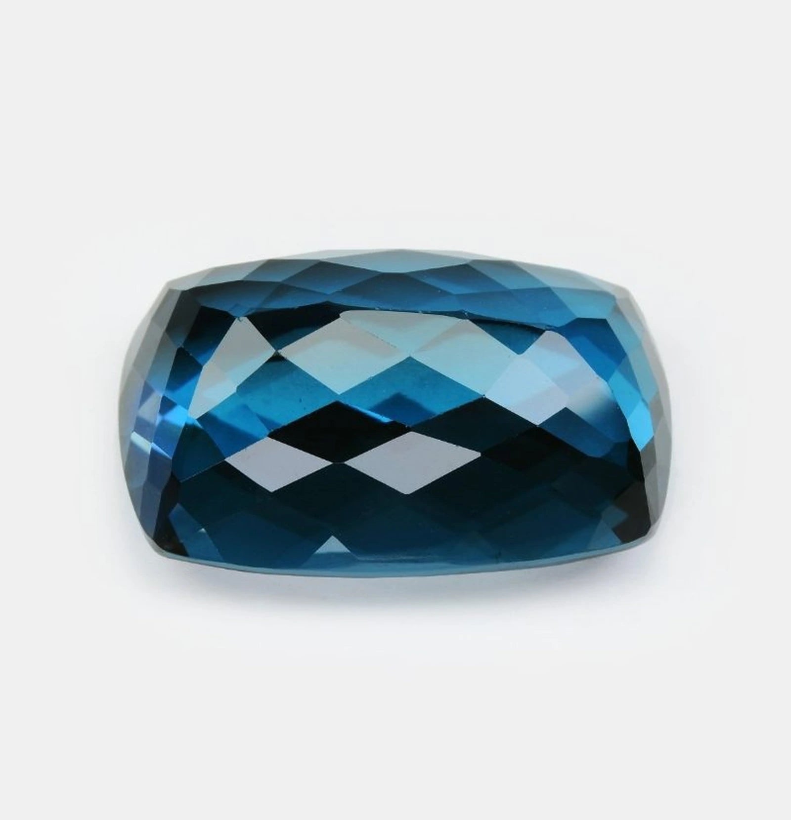 41.68ct natural blue topaz cushion cut ICA GemLab certified report 180866 – closeup loose stone