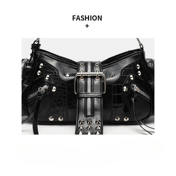 Sac bandoulière messager matelassé en PU noir style alternatif
