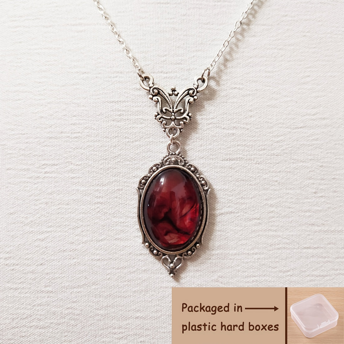Collier pendentif Rubis sang – Bijoux mode alternative Darkwave