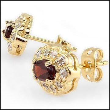 Boucles d'oreilles de luxe en or jaune 18 carats sur argent sterling • Diamants 1/5 carat • Grenats AA 1,7 carats