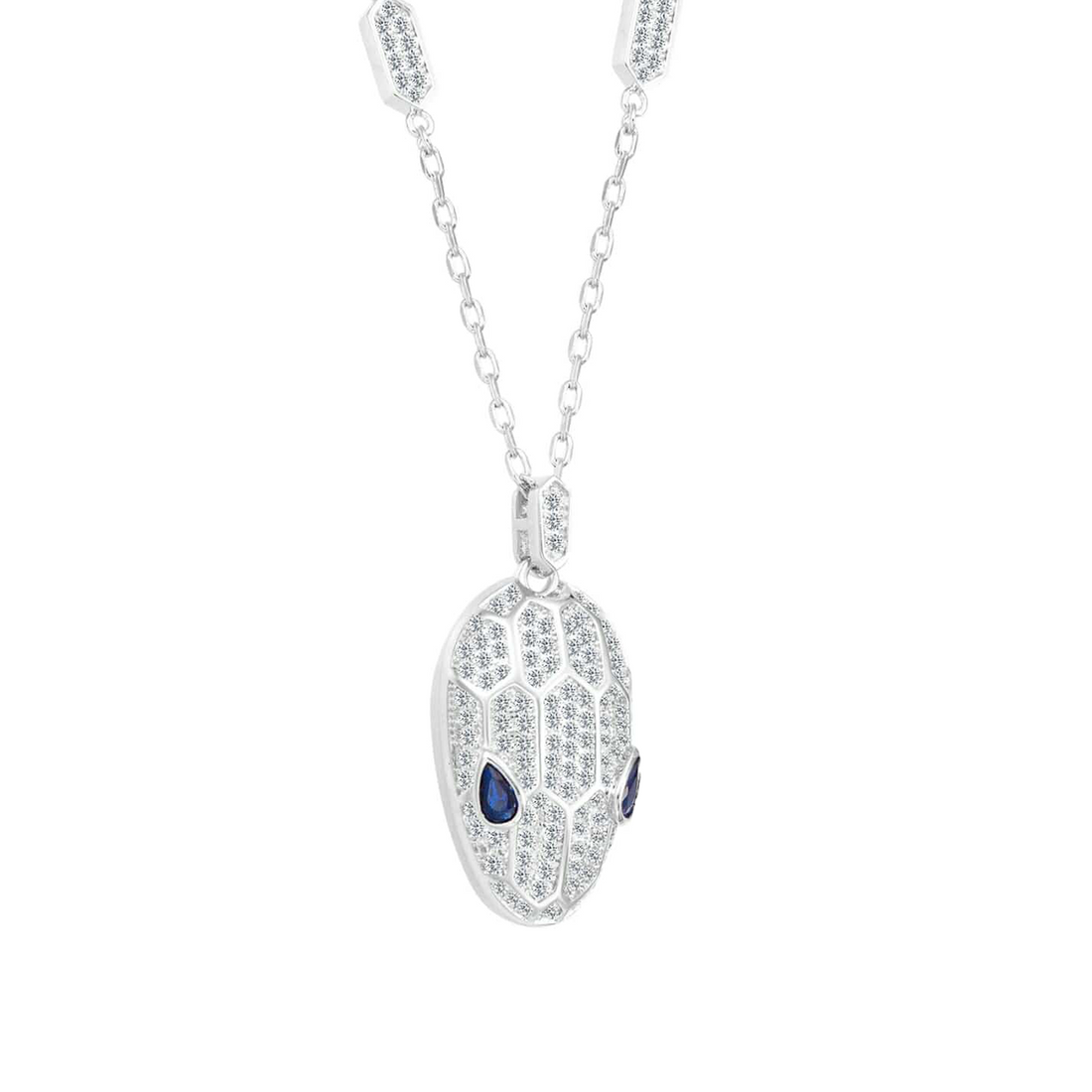 100ct Silver Viper Pendant 18" - 22" Necklace in 18k Plated.