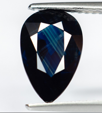 3.17 ct Natural Unheated Midnight Blue Sapphire – Pear Mixed Cut – Bellerophon Certified