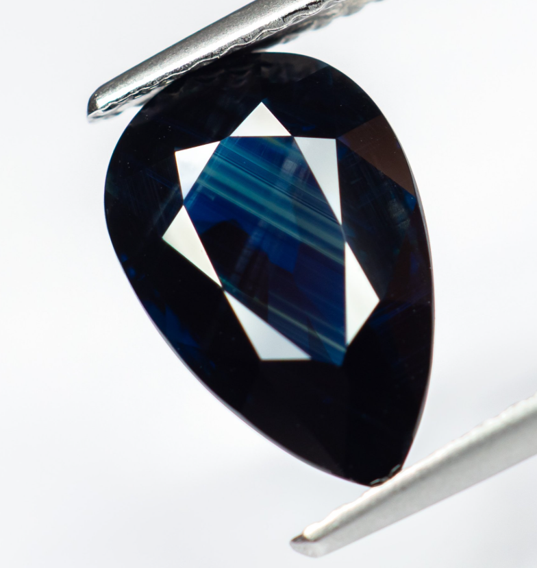 3.17 ct Natural Unheated Midnight Blue Sapphire – Pear Mixed Cut – Bellerophon Certified