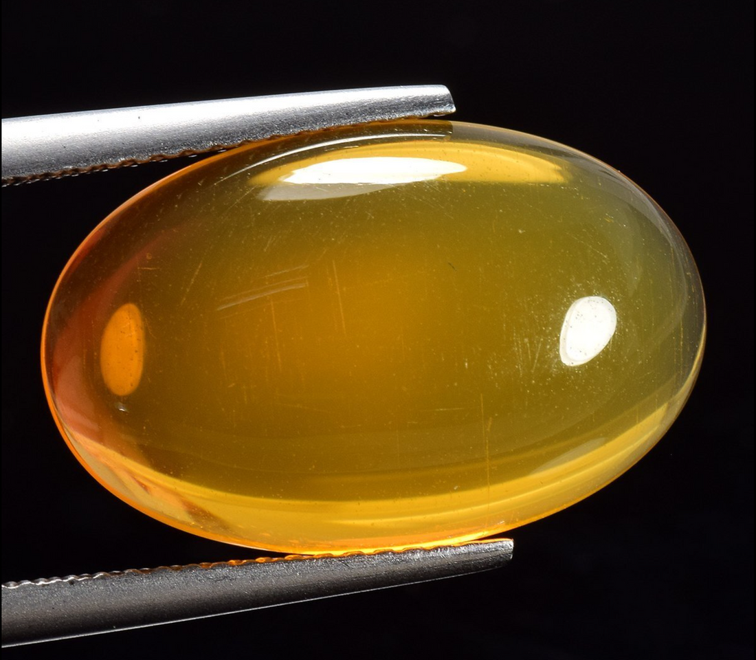 6.80 ct Natural Fire Opal Untreated Transparent Oval Cabochon ALGT Antwerp Certified