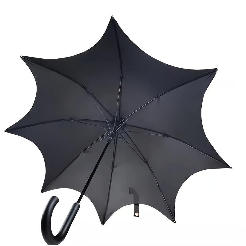 Alternative darkwear batwing umbrella fully open - dramatic black canopy silhouette