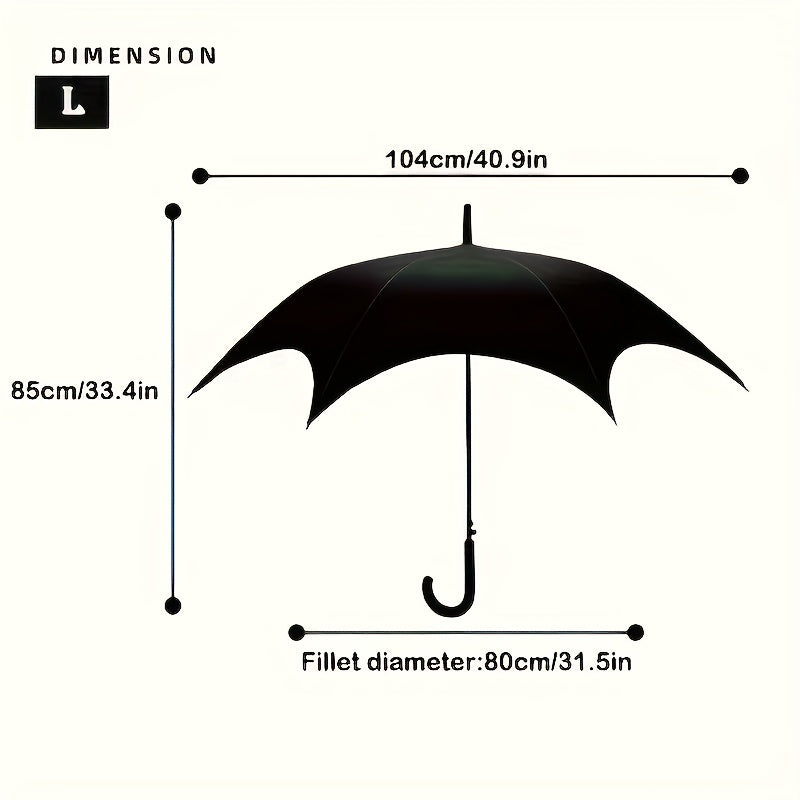 Alternative darkwear batwing umbrella fully open - dramatic black canopy silhouette