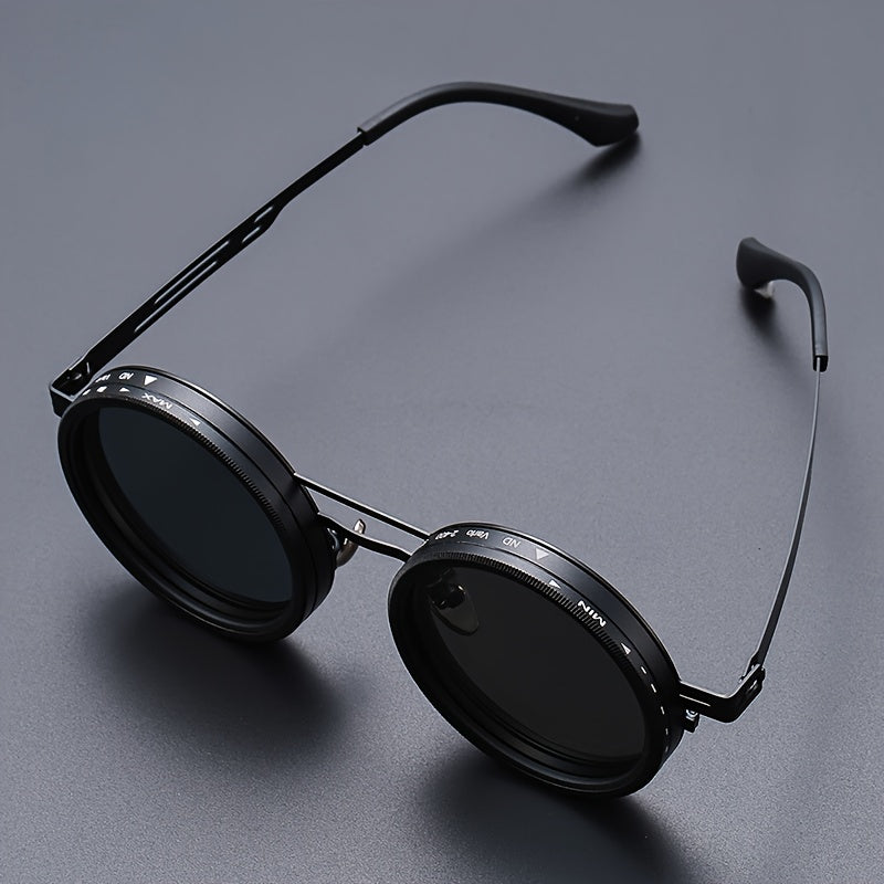 Alternative darkwear dial sunglasses black frame — 1-9 gear lens adjustment mechanism detail