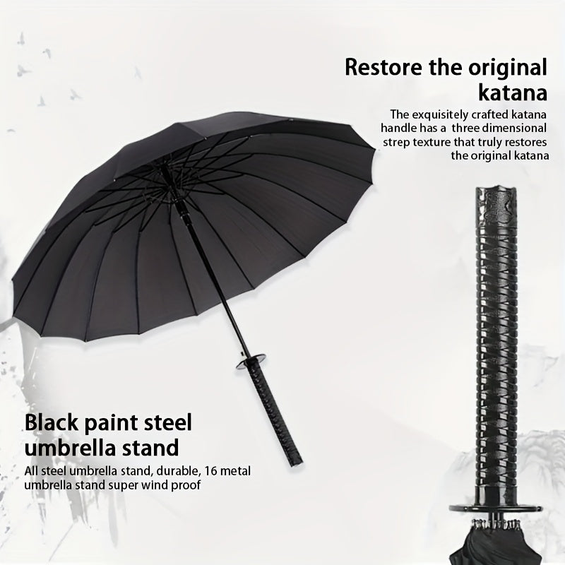 Alternative darkwear katana umbrella side profile — dramatic black silhouette