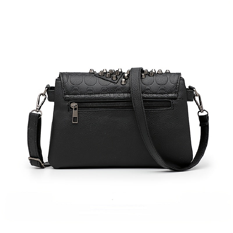 Sac bandoulière tête de mort cloutée noire – Sac messager Darkwear Mode alternative