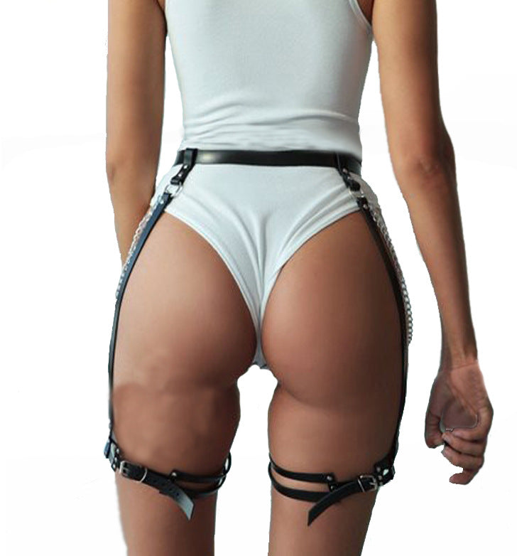 Belt Chain Adjustable Integrated Leg Loop Garter Belt