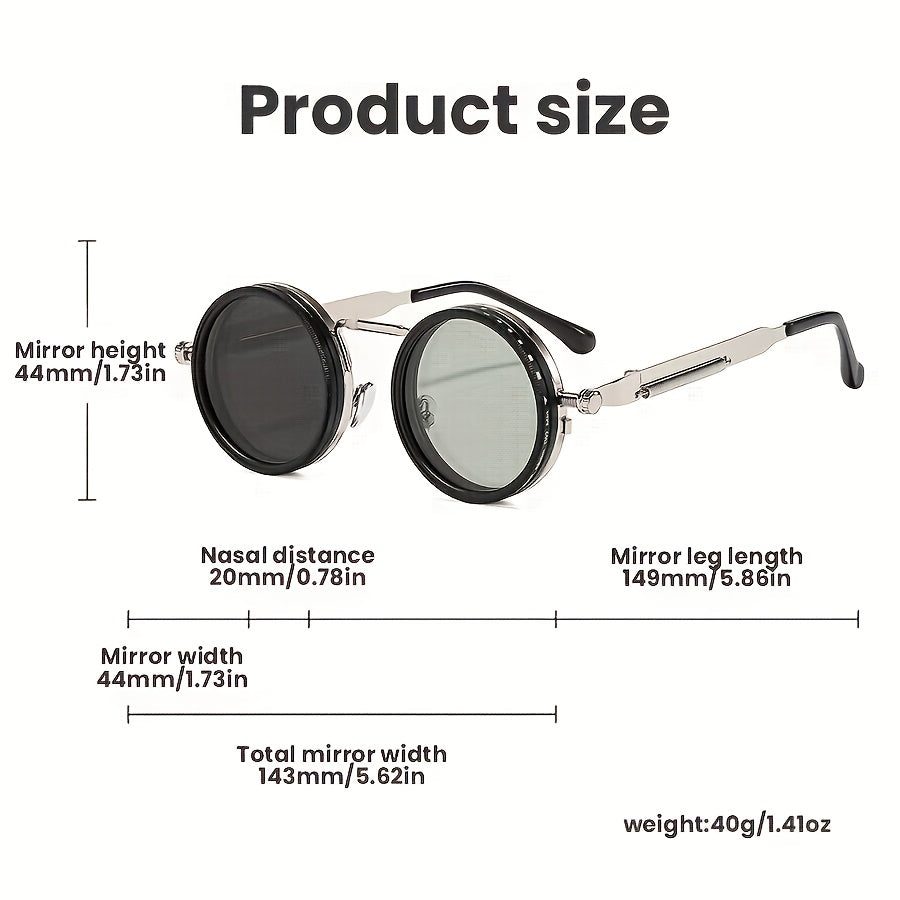 Lunettes de soleil rondes Darkwear avec verres réglables 1 à 9 vitesses et contrôle UV400