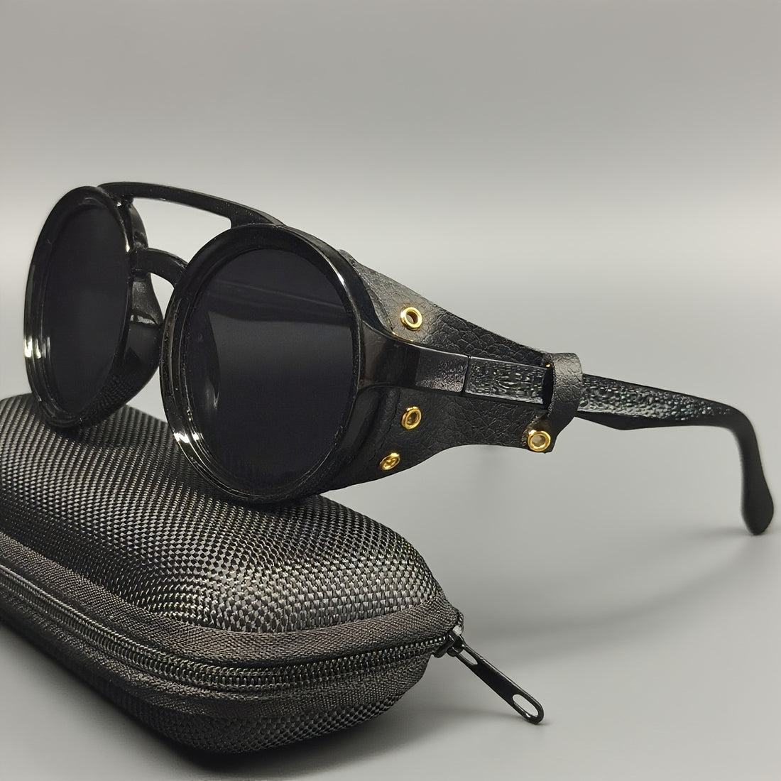 Lunettes de soleil rondes UV400 avec monture à double pont style Darkwear