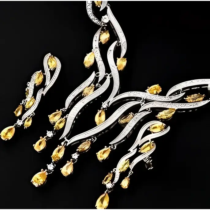 Silver and gold necklace on a black background