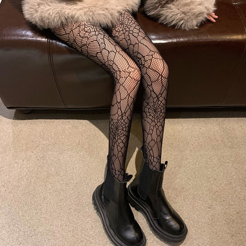 Spider Web Gothic Hollow Fishnet Pantyhose | Harajuku Darkwear