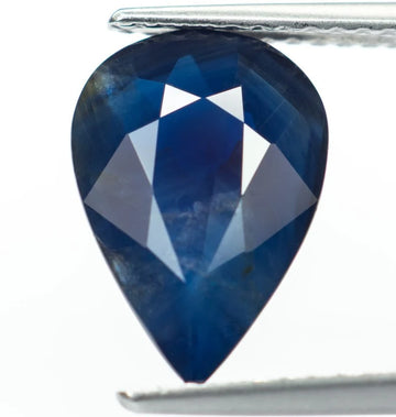 Natural Deep Blue Sapphire Pear 3.366ct No Heating Bellerophon Certified B45993 Basaltic Deposit 11.92x8.39x4.54mm - VF Jewelry and Gems