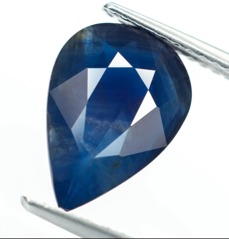 Bellerophon Gemlab Certificate B45993 3.366ct Natural Deep Blue Pear Sapphire No Indications of Heating - VF Jewelry and Gems
