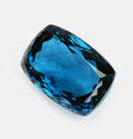 Natural blue topaz 41.68ct cushion cut ICA GemLab certified loose gemstone 180866 – side angle view