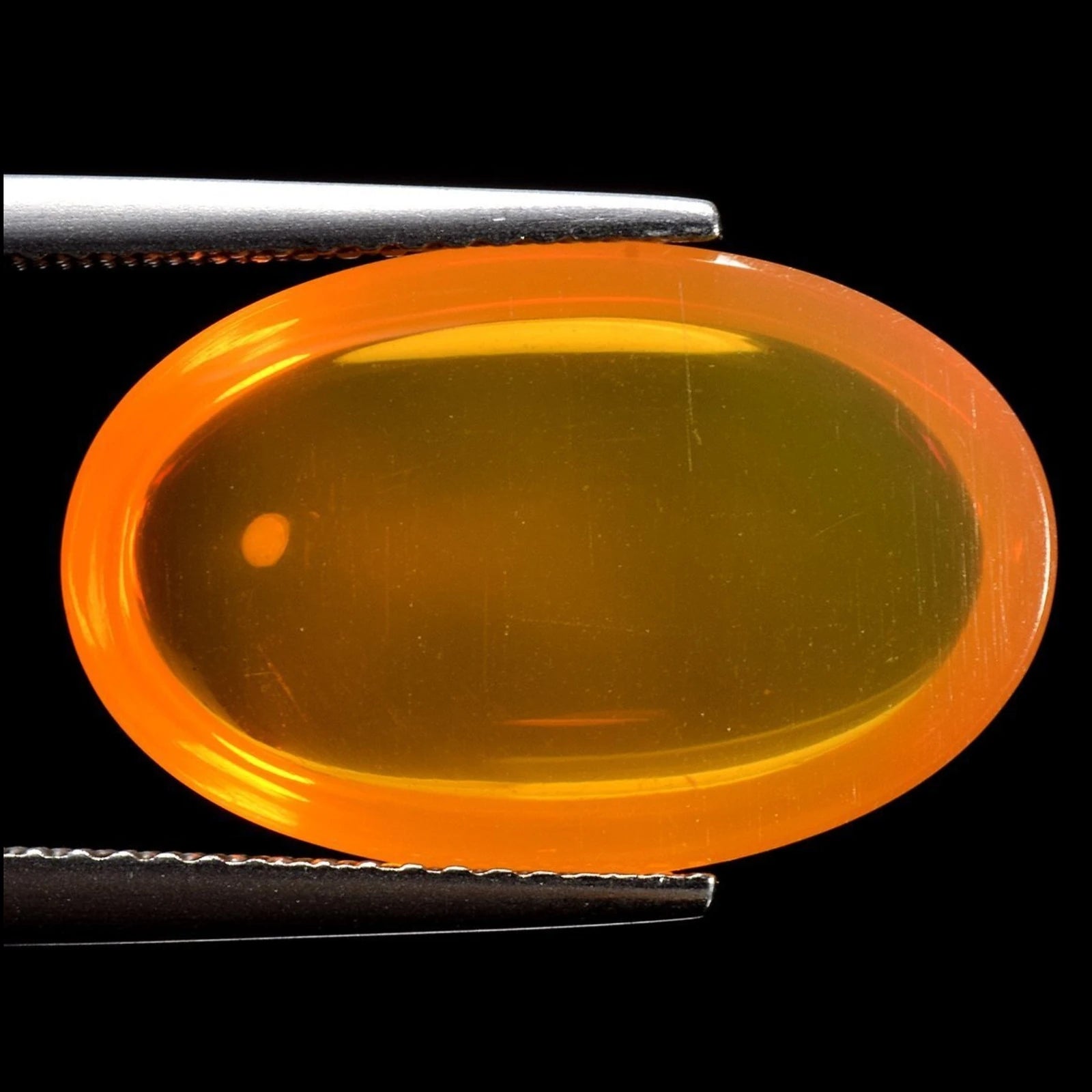 Fire Opal Oval Cabochon 6.80ct Vivid Orange Transparent No Treatment ALGT Certified - VF Jewelry and Gems
