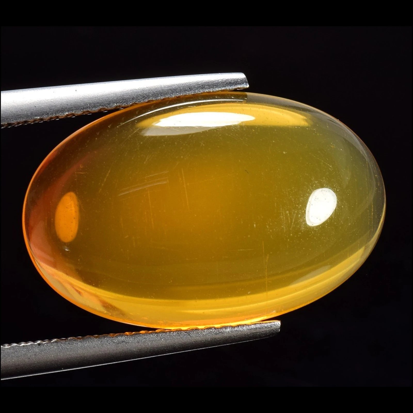 Natural Mexican Fire Opal Oval Cabochon 6.80ct Vivid Orange Transparent No Treatment ALGT Certified - VF Jewelry and Gems
