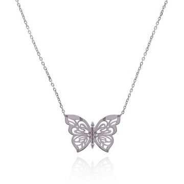 .925 Silver and Gold Papillon Butterfly Women's Necklace Jewelry